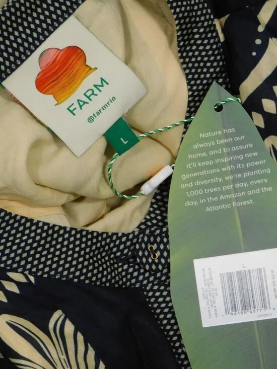 FARM RIO Ainika Tropical Splendor Blue Mini Dress L (32926) - Picture 4 of 6